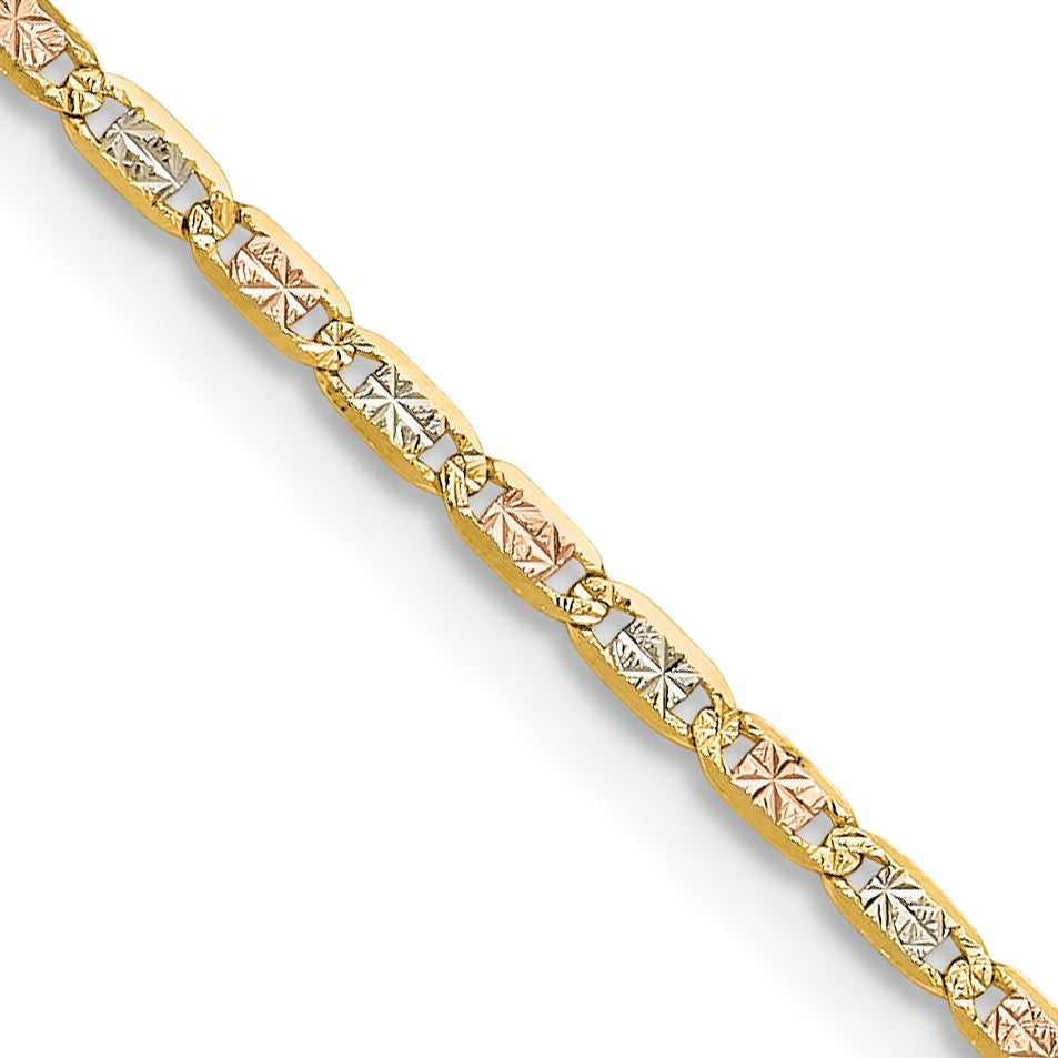 14k 2.0mm Tri-color Gold Pav� Valentino Chain