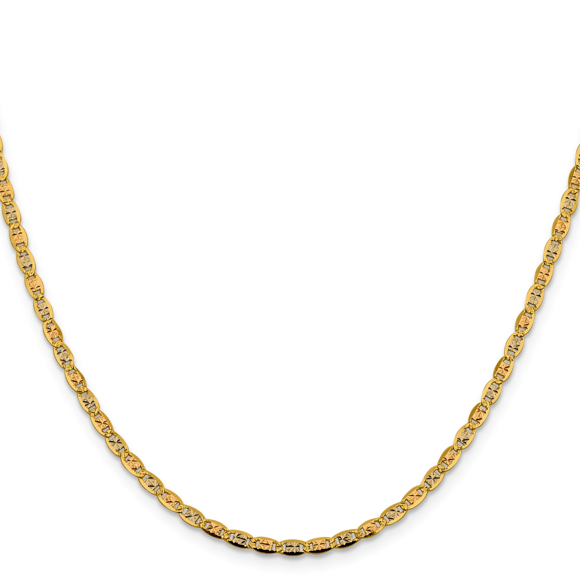 14K 22 inch 2.75mm Tri-color Pav� Valentino with Lobster Clasp Chain
