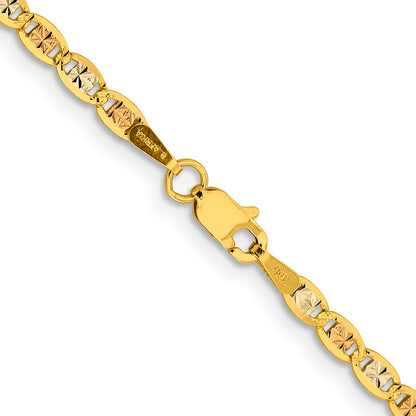 14K 20 inch 2.75mm Tri-color Pav� Valentino with Lobster Clasp Chain
