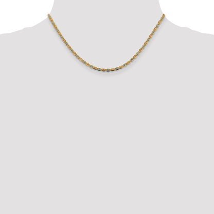 14K 16 inch 2.75mm Tri-color Pav� Valentino with Lobster Clasp Chain
