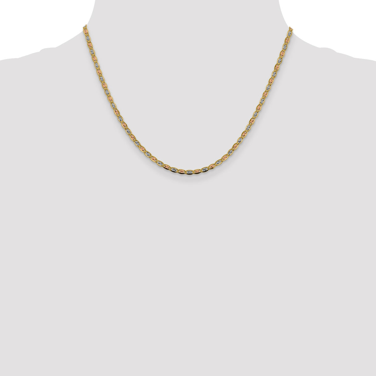 14K 18 inch 2.75mm Tri-color Pav� Valentino with Lobster Clasp Chain