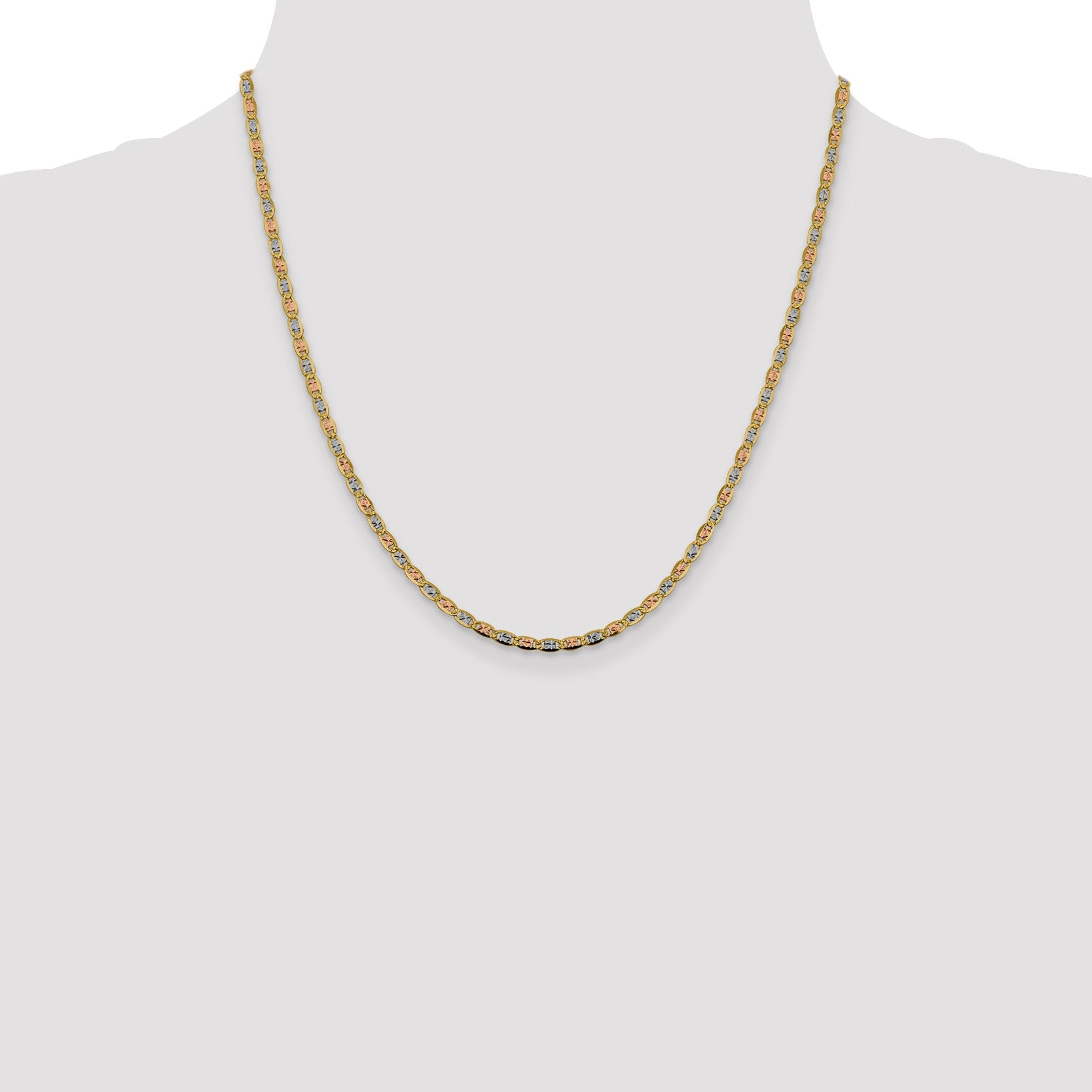 14K 20 inch 2.75mm Tri-color Pav� Valentino with Lobster Clasp Chain