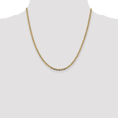 14K 20 inch 2.75mm Tri-color Pav� Valentino with Lobster Clasp Chain