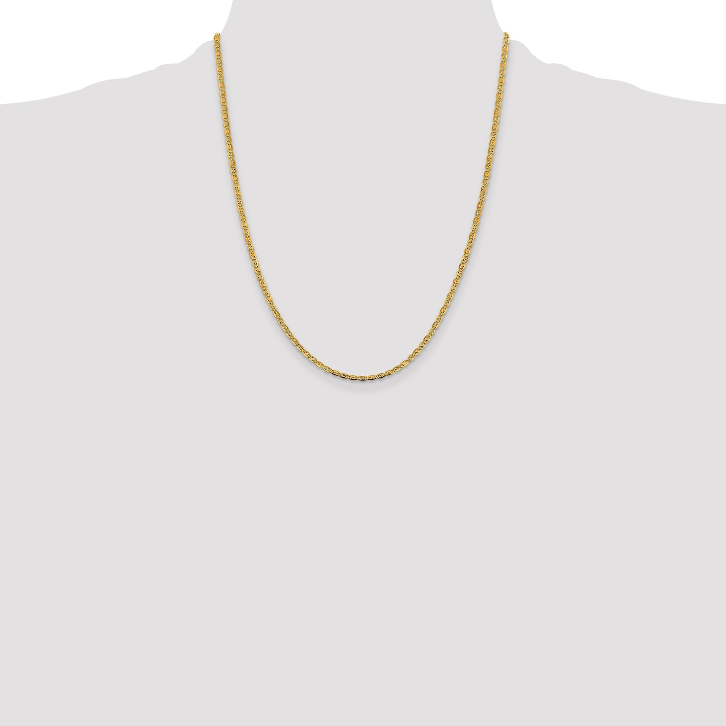 14K 22 inch 2.75mm Tri-color Pav� Valentino with Lobster Clasp Chain