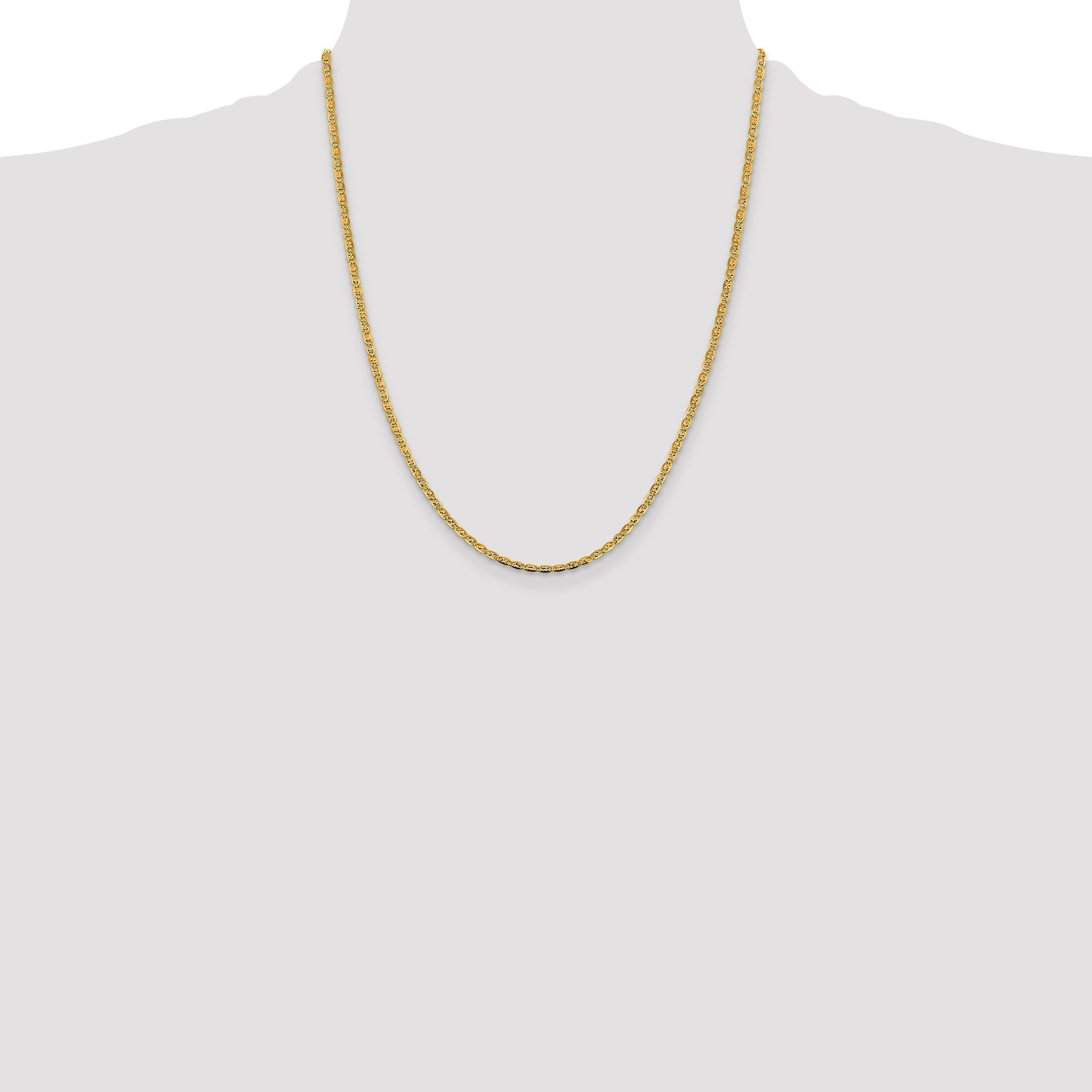14K 22 inch 2.75mm Tri-color Pav� Valentino with Lobster Clasp Chain