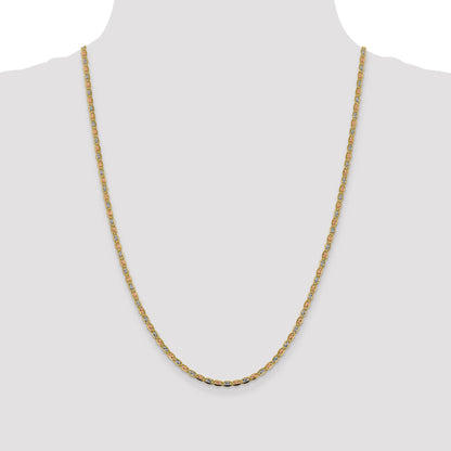 14K 24 inch 2.75mm Tri-color Pav� Valentino with Lobster Clasp Chain