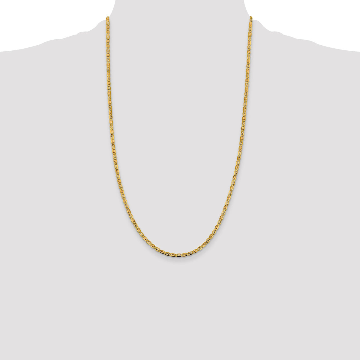 14K 26 inch 2.75mm Tri-color Pav� Valentino with Lobster Clasp Chain