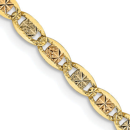 14K 22 inch 2.75mm Tri-color Pav� Valentino with Lobster Clasp Chain
