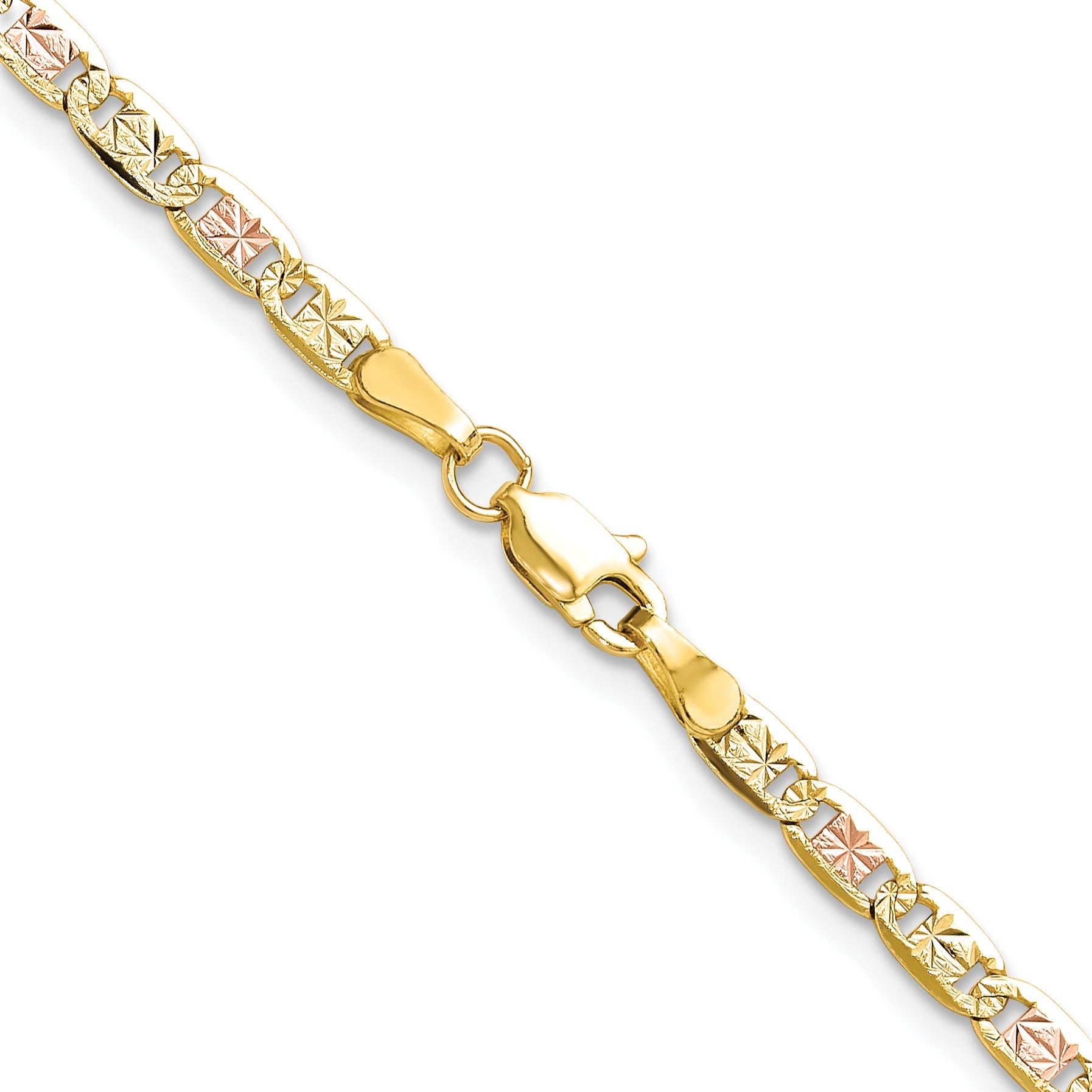 14k 3.2mm Tri-color Gold Pav� Valentino Chain