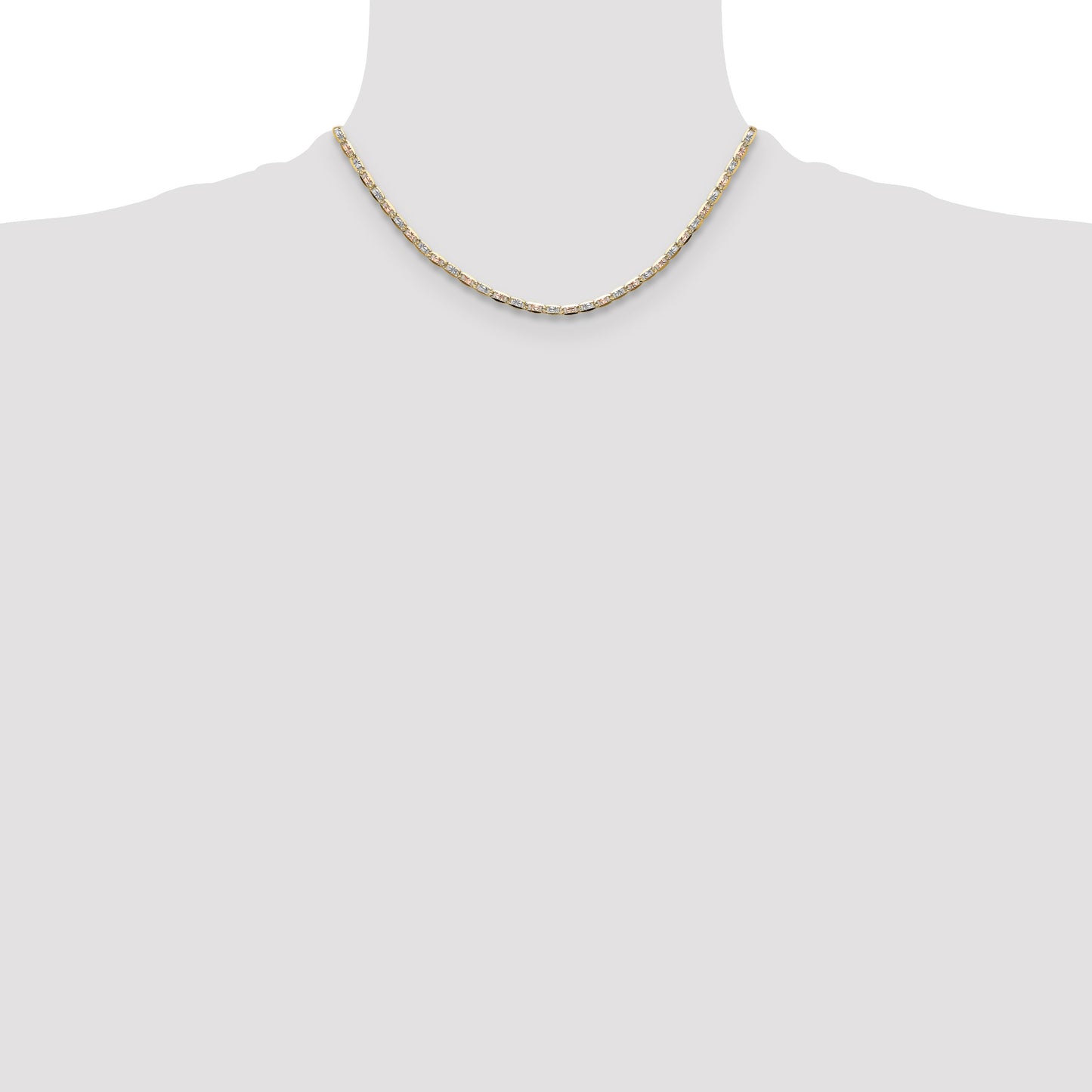 14k 3.2mm Tri-color Gold Pav� Valentino Chain