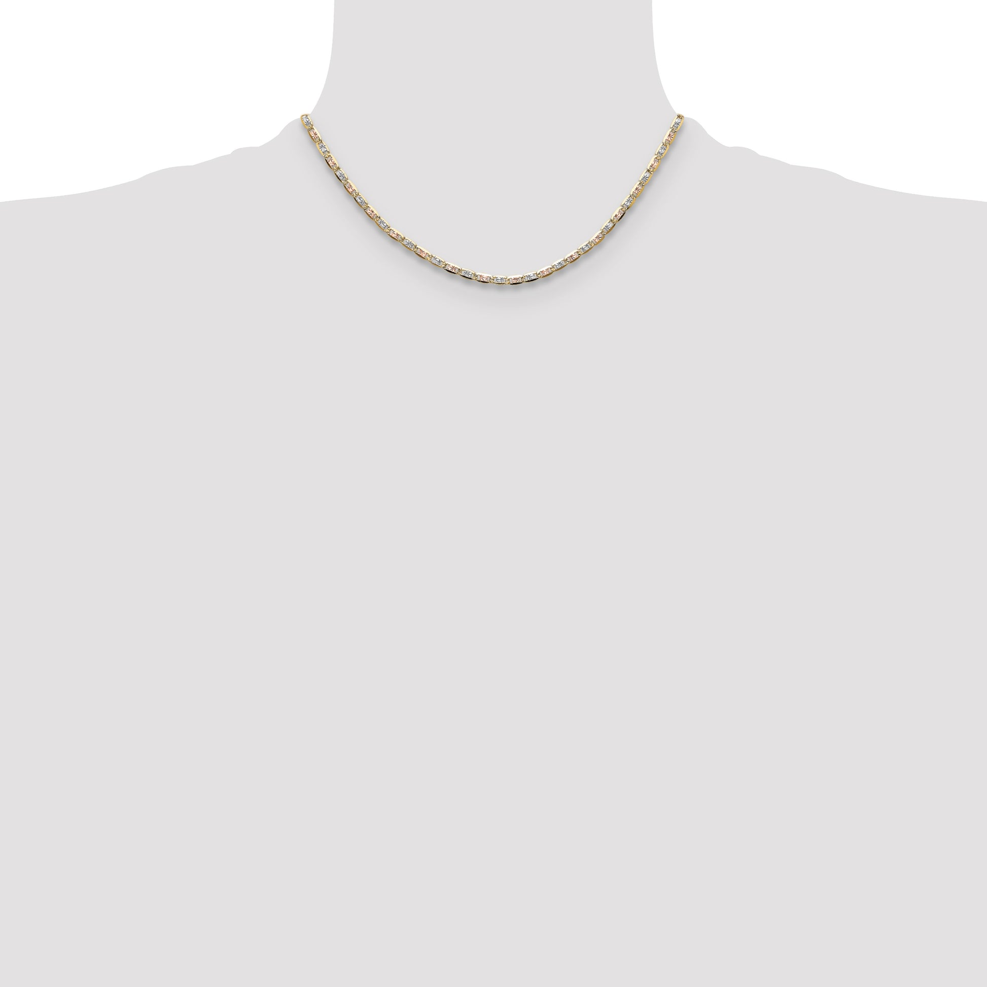 14k 3.2mm Tri-color Gold Pav� Valentino Chain