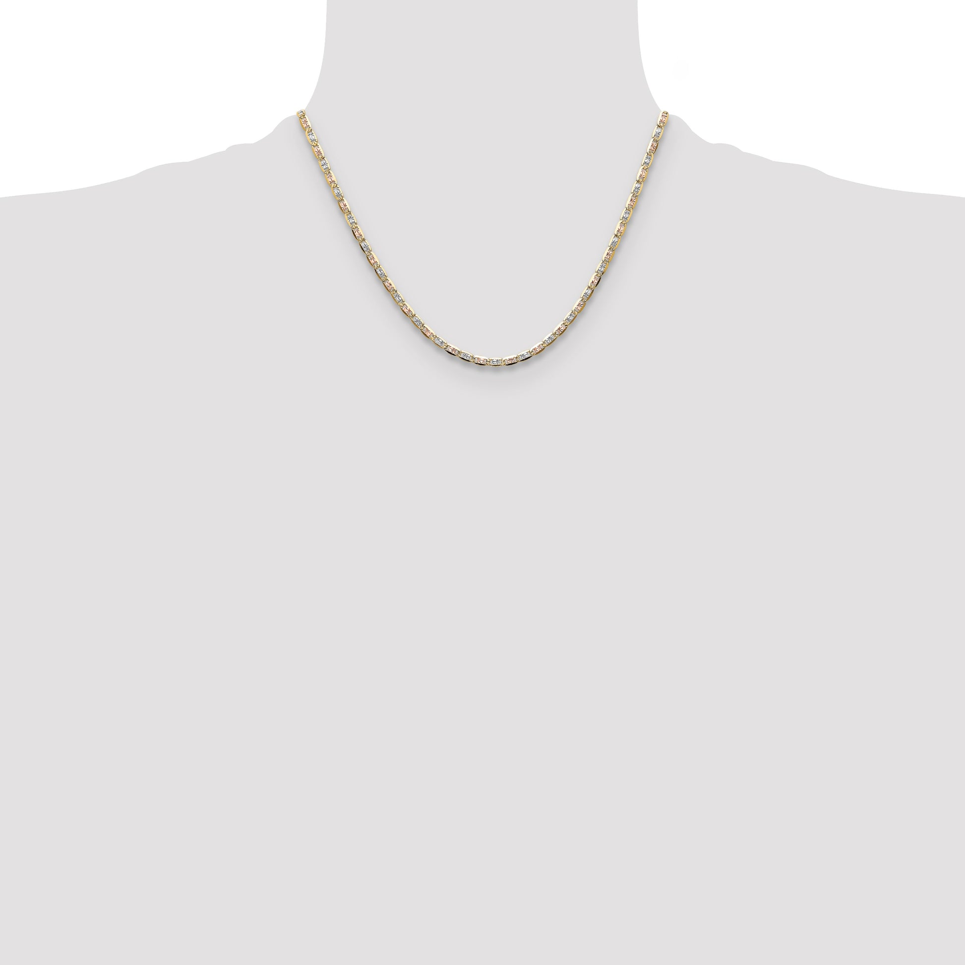 14k 3.2mm Tri-color Gold Pav� Valentino Chain