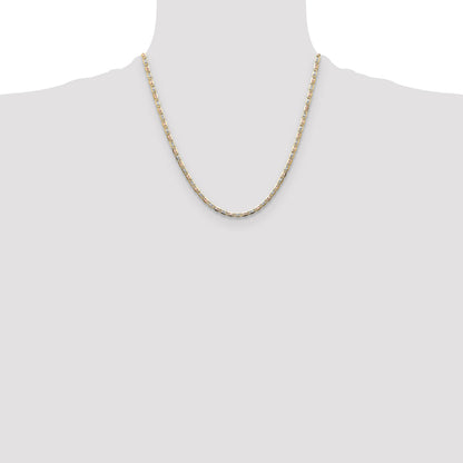 14k 3.2mm Tri-color Gold Pav� Valentino Chain