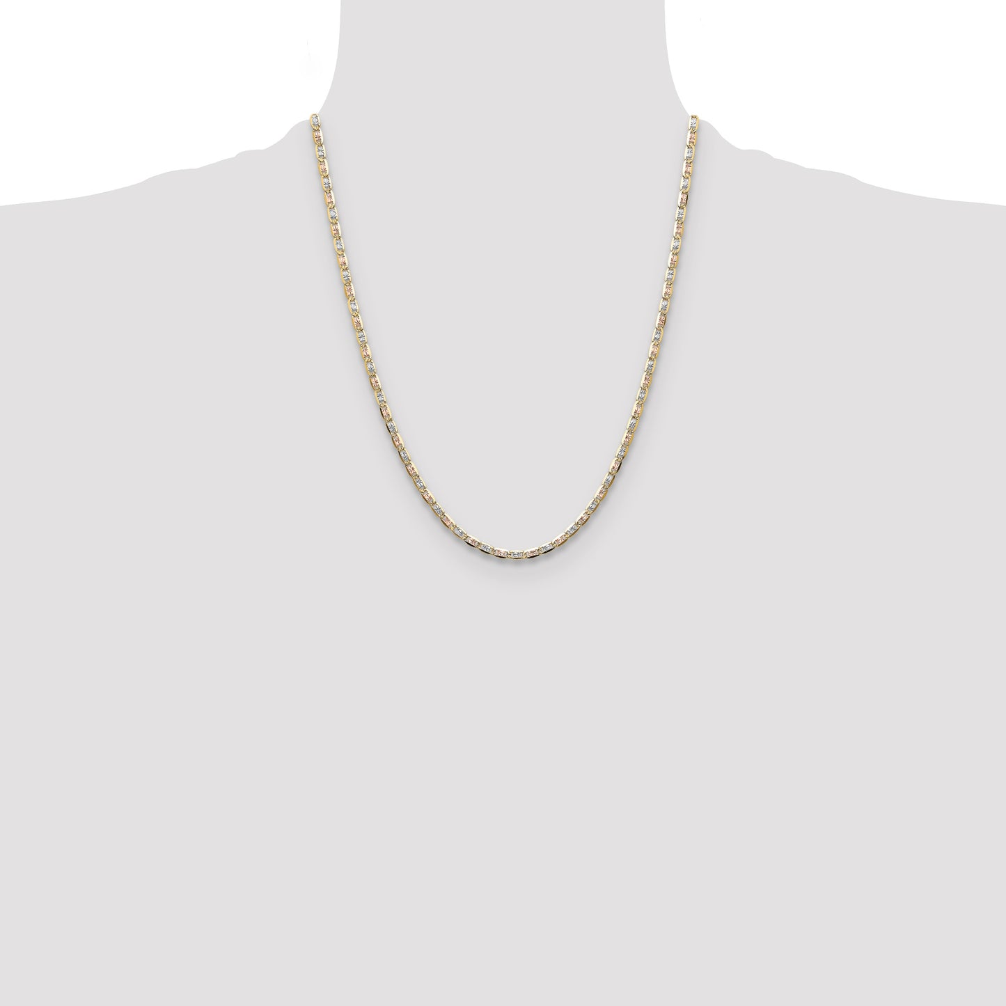 14k 3.2mm Tri-color Gold Pav� Valentino Chain