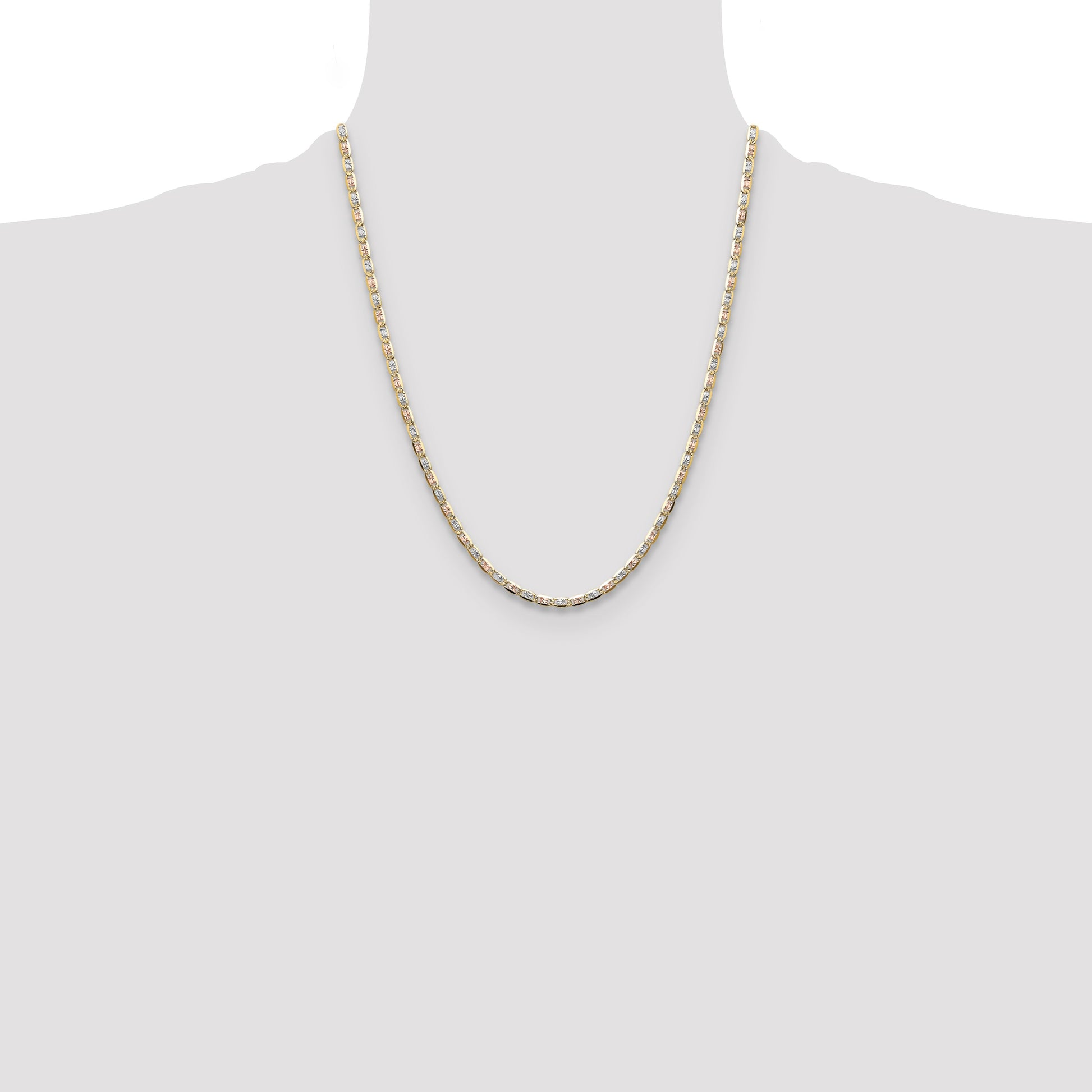 14k 3.2mm Tri-color Gold Pav� Valentino Chain
