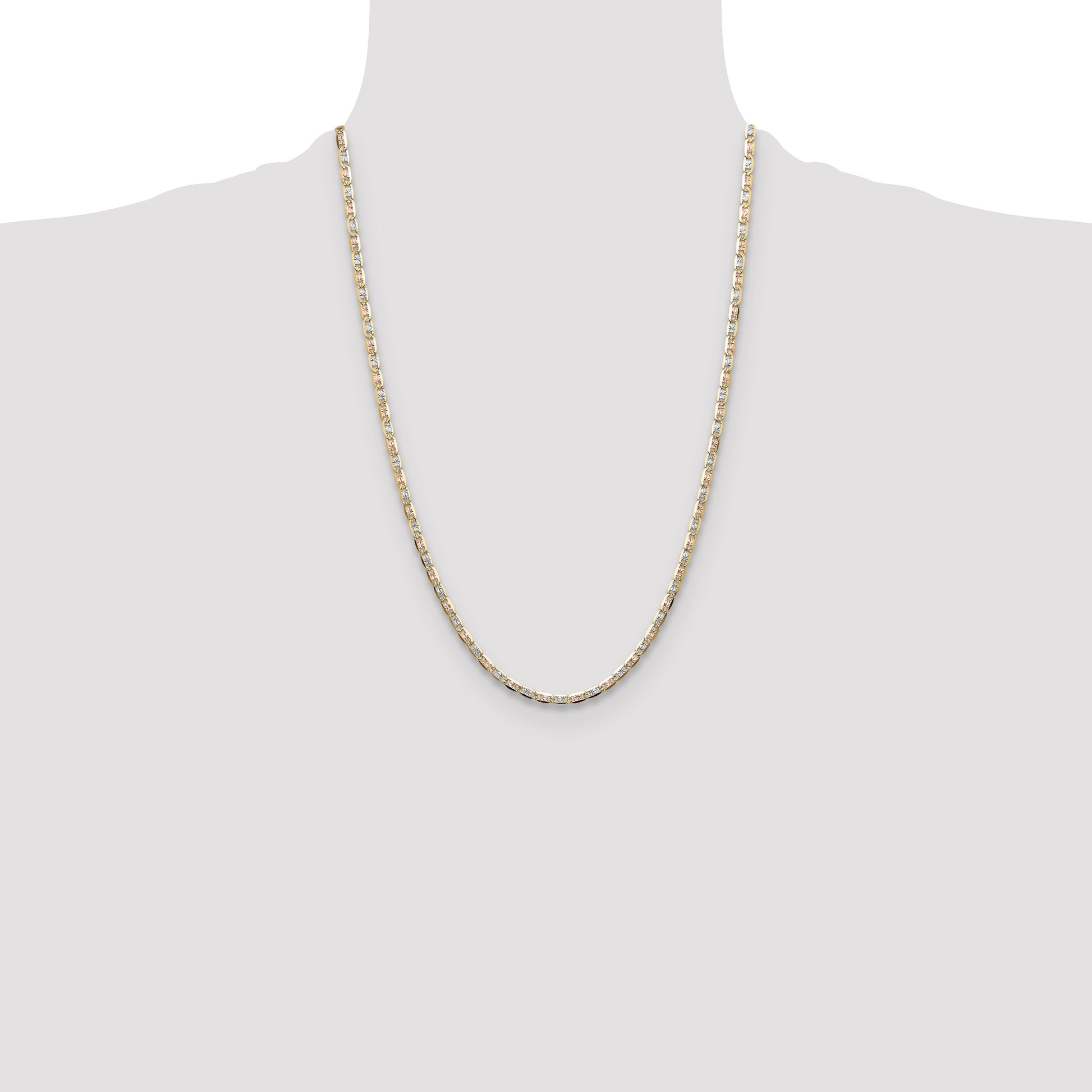 14k 3.2mm Tri-color Gold Pav� Valentino Chain