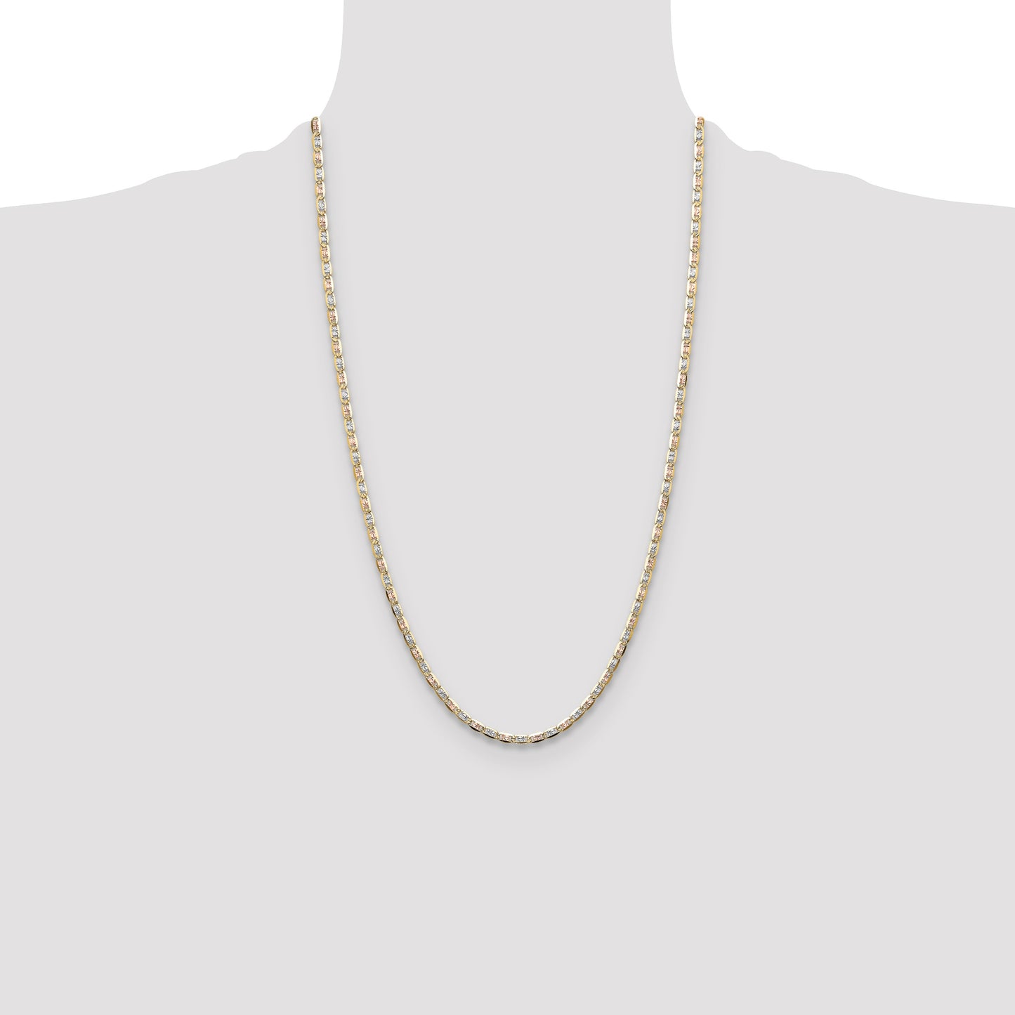 14k 3.2mm Tri-color Gold Pav� Valentino Chain