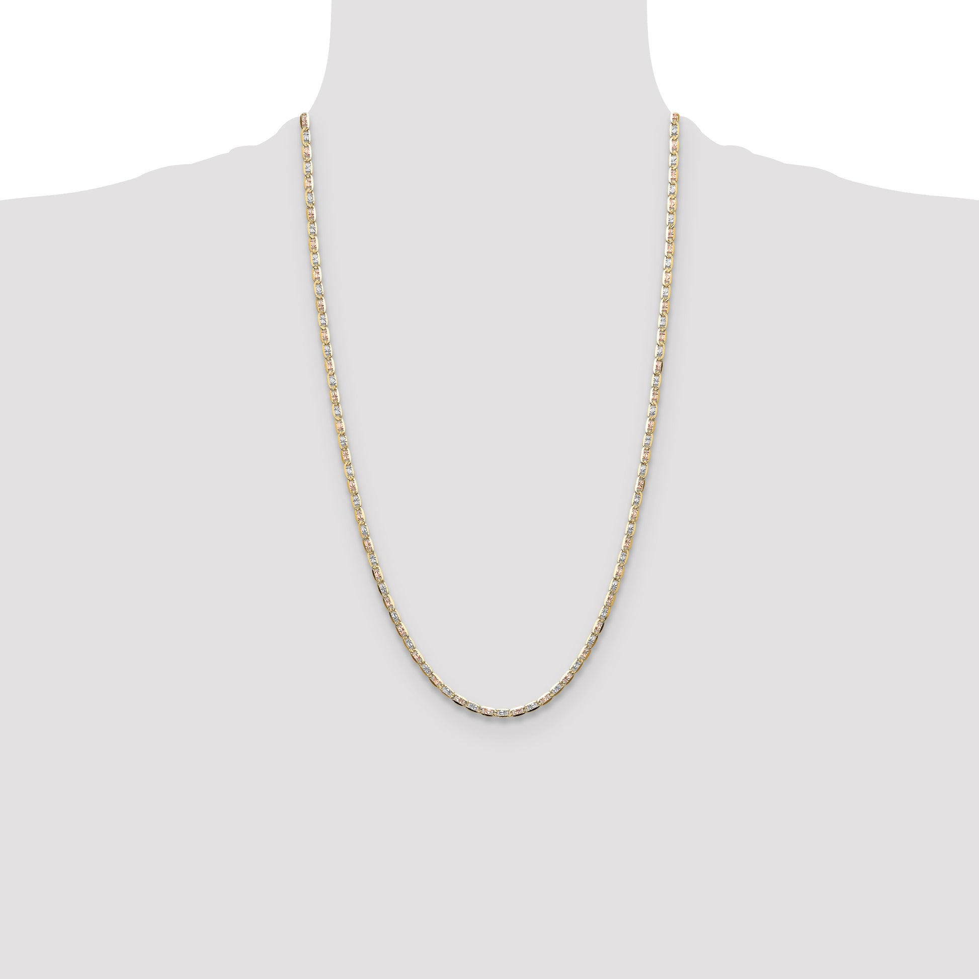 14k 3.2mm Tri-color Gold Pav� Valentino Chain