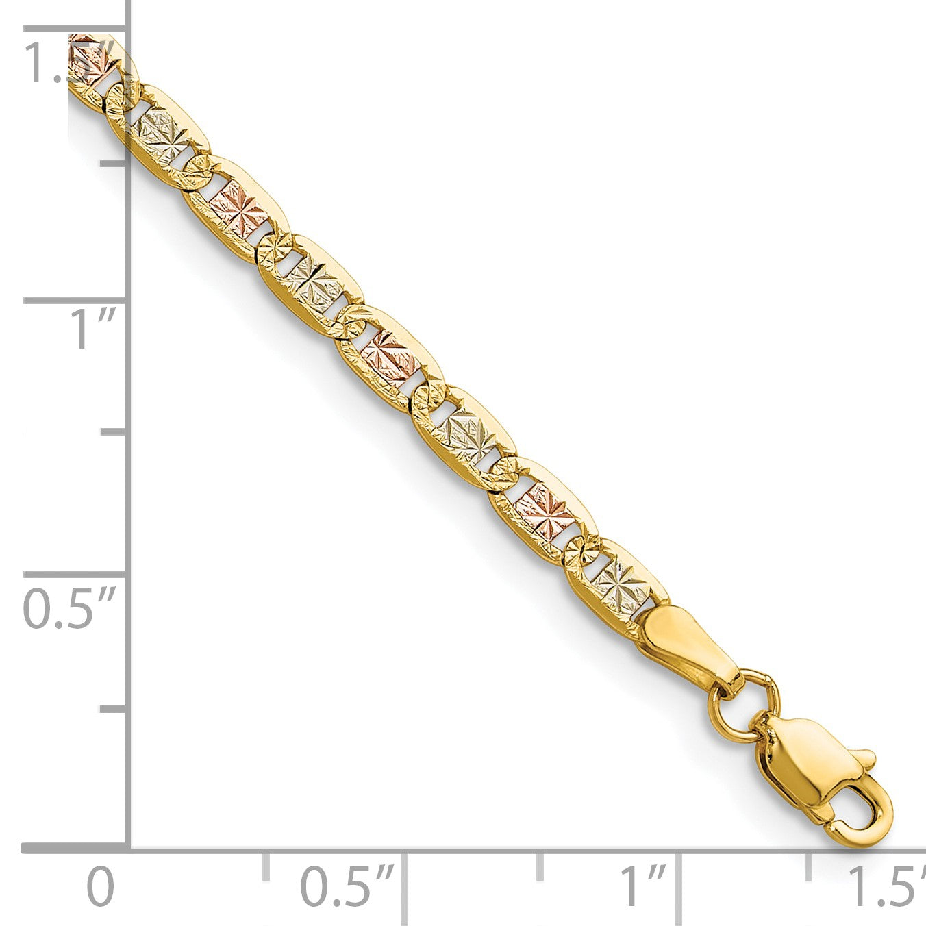 14k 3.2mm Tri-color Gold Pav� Valentino Chain