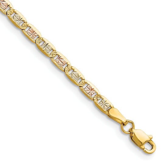 14k 3.2mm Tri-color Gold Pav� Valentino Chain