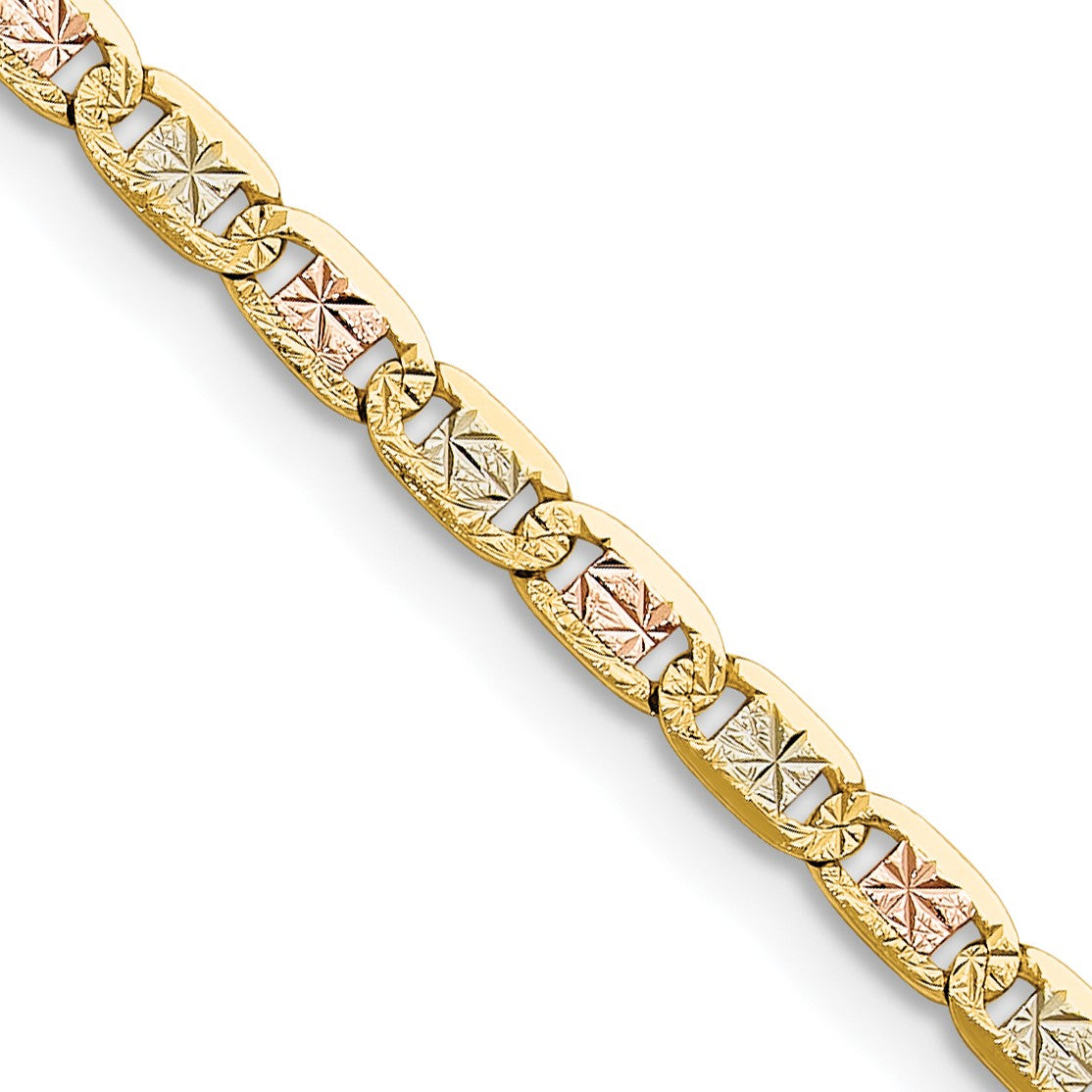 14k 3.2mm Tri-color Gold Pav� Valentino Chain