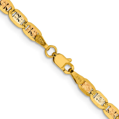 14K 18 inch 3.8mm Tri-color Pav� Valentino with Lobster Clasp Chain