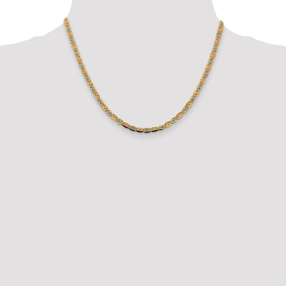14K 18 inch 3.8mm Tri-color Pav� Valentino with Lobster Clasp Chain