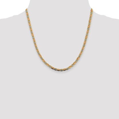 14K 20 inch 3.8mm Tri-color Pav� Valentino with Lobster Clasp Chain