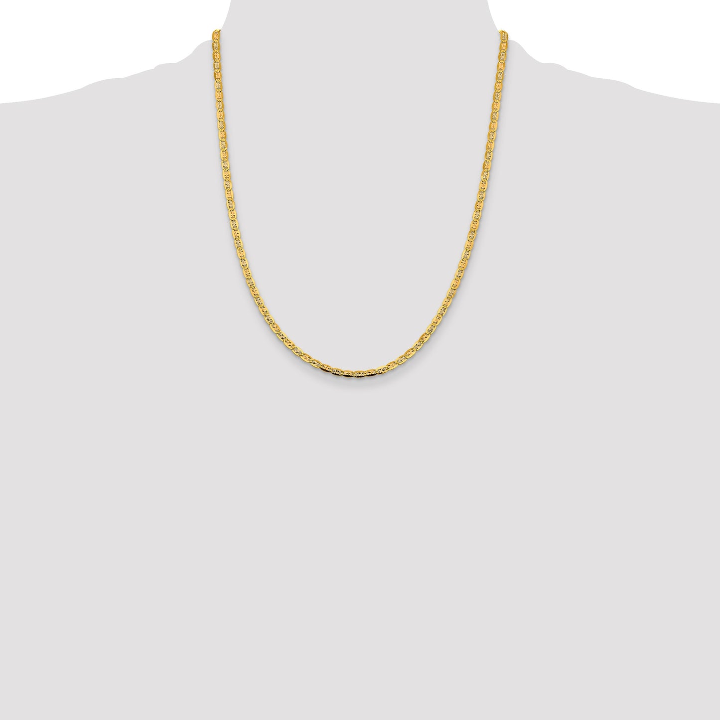 14K 22 inch 3.8mm Tri-color Pav� Valentino with Lobster Clasp Chain
