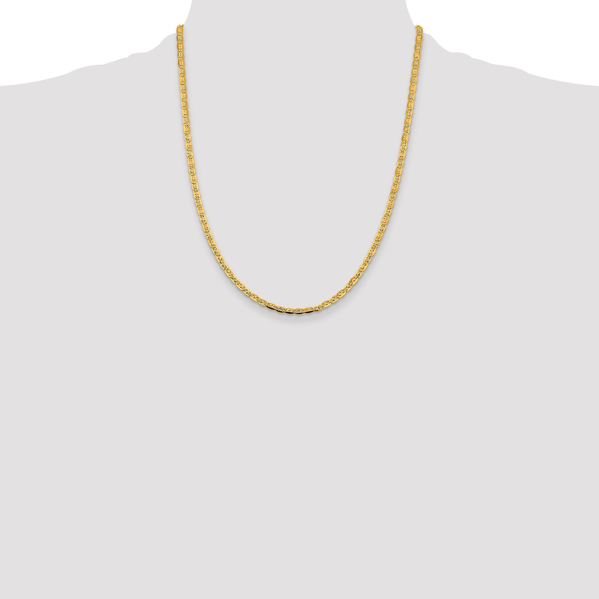 14K 22 inch 3.8mm Tri-color Pav� Valentino with Lobster Clasp Chain