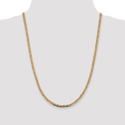 14K 24 inch 3.8mm Tri-color Pav� Valentino with Lobster Clasp Chain