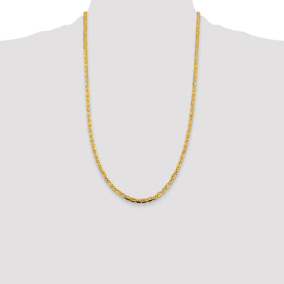 14K 26 inch 3.8mm Tri-color Pav� Valentino with Lobster Clasp Chain