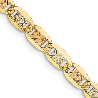 14K 22 inch 3.8mm Tri-color Pav� Valentino with Lobster Clasp Chain