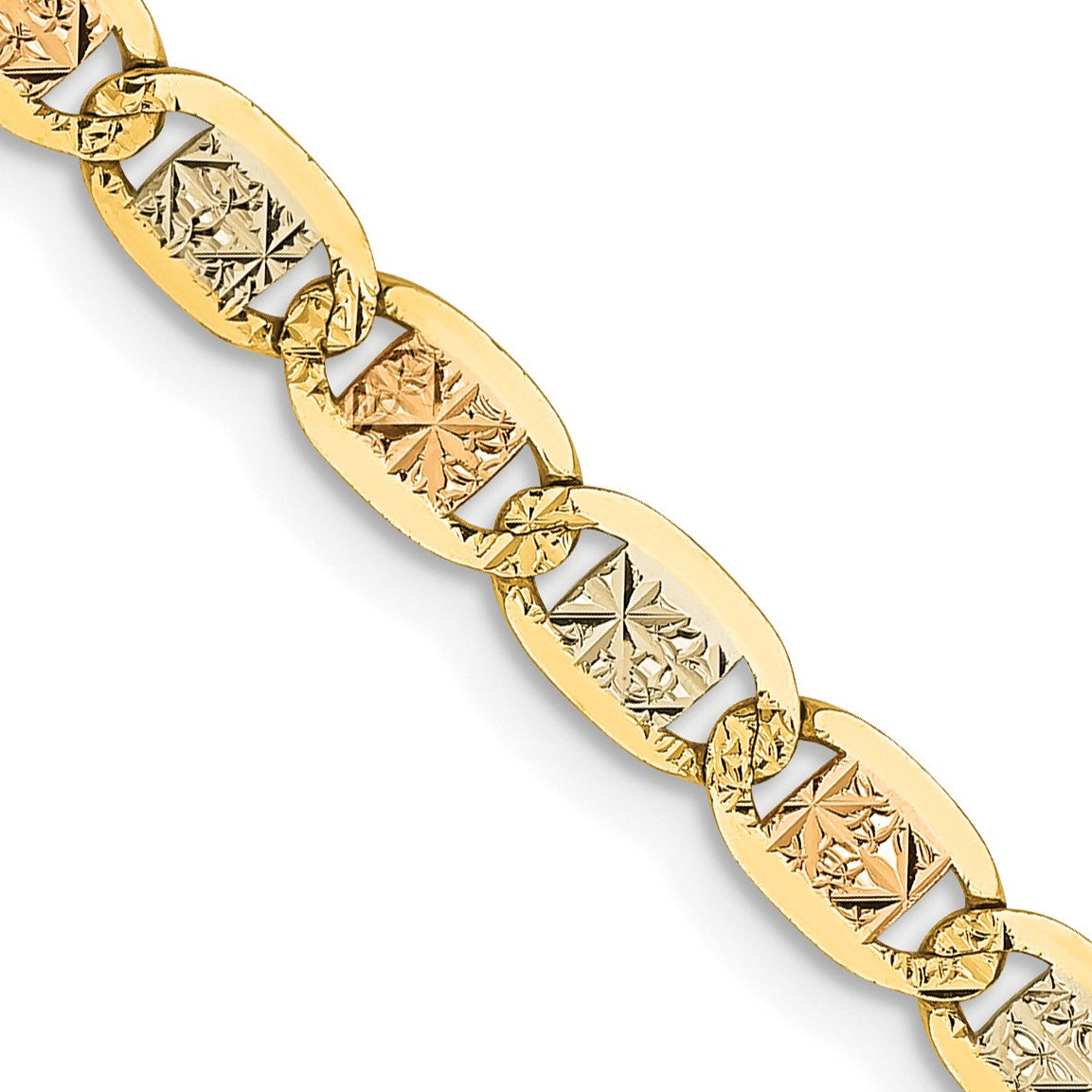 14K 18 inch 3.8mm Tri-color Pav� Valentino with Lobster Clasp Chain