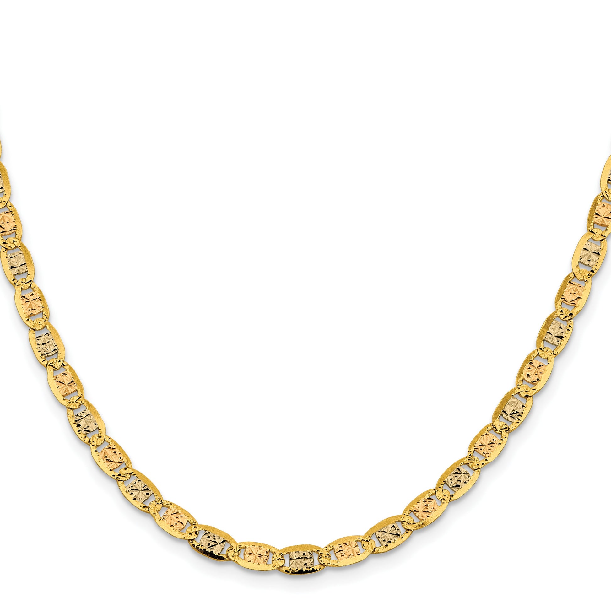 14K 24 inch 4.65mm Tri-color Pav� Valentino with Lobster Clasp Chain
