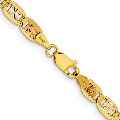 14K 26 inch 4.65mm Tri-color Pav� Valentino with Lobster Clasp Chain