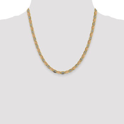 14K 20 inch 4.65mm Tri-color Pav� Valentino with Lobster Clasp Chain