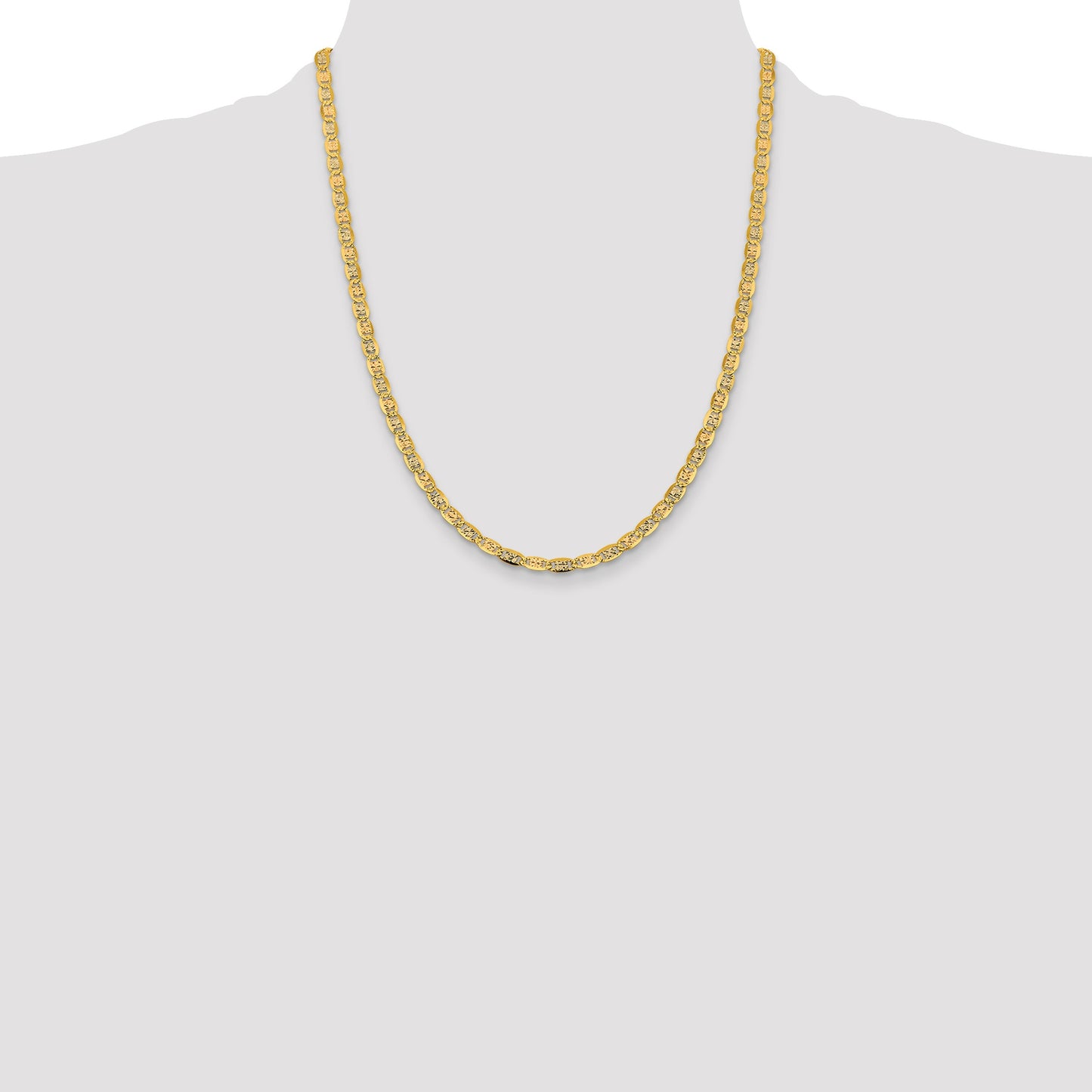 14K 22 inch 4.65mm Tri-color Pav� Valentino with Lobster Clasp Chain