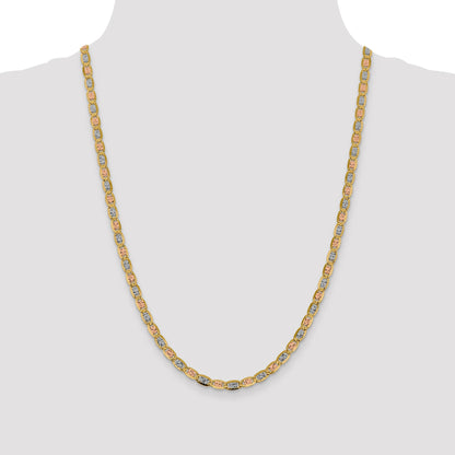 14K 24 inch 4.65mm Tri-color Pav� Valentino with Lobster Clasp Chain