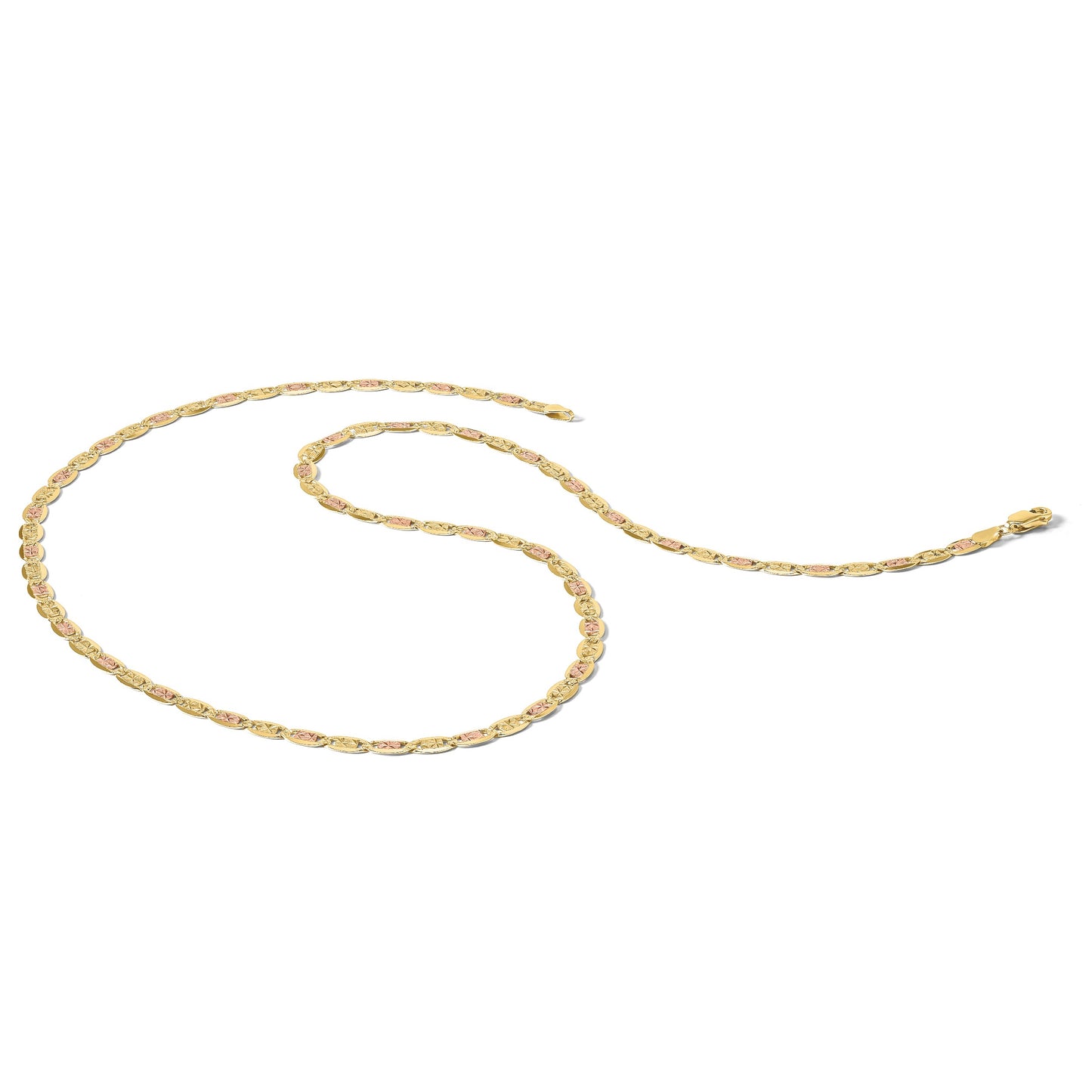 14K 18 inch 4.65mm Tri-color Pav� Valentino with Lobster Clasp Chain