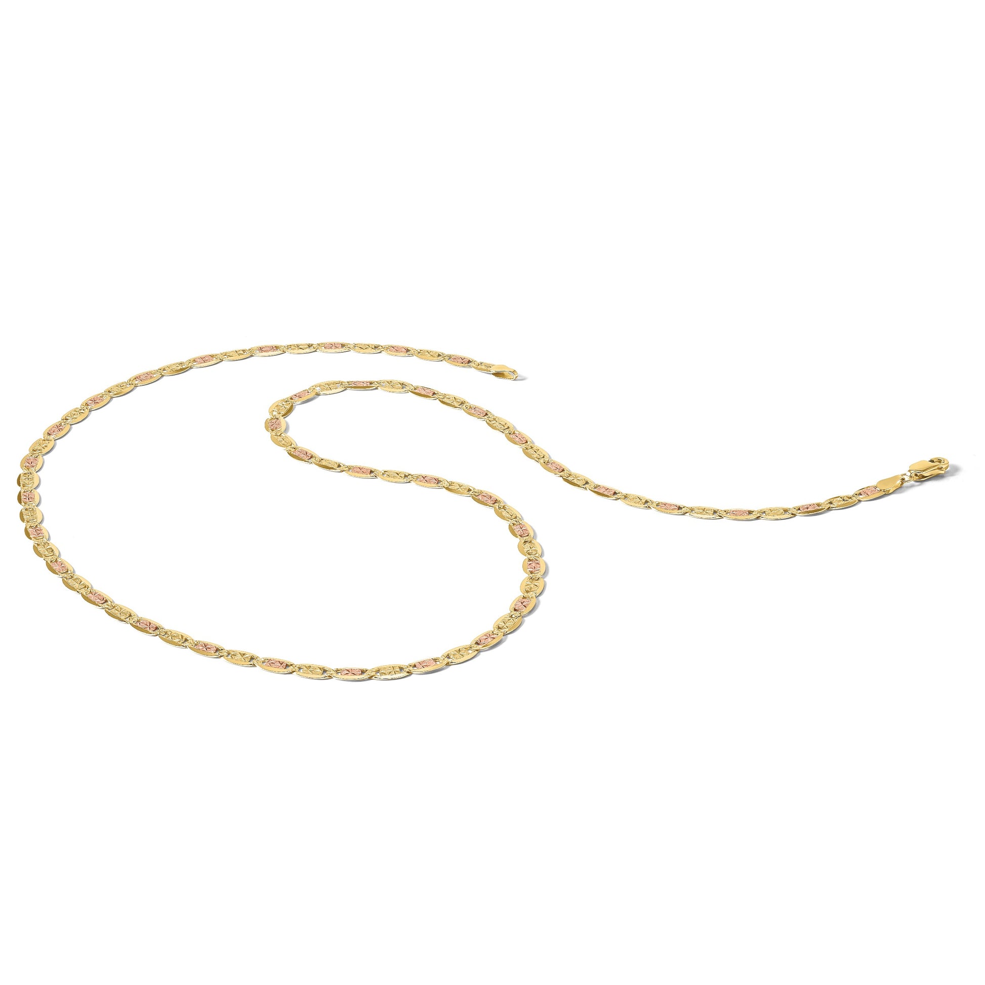 14K 18 inch 4.65mm Tri-color Pav� Valentino with Lobster Clasp Chain