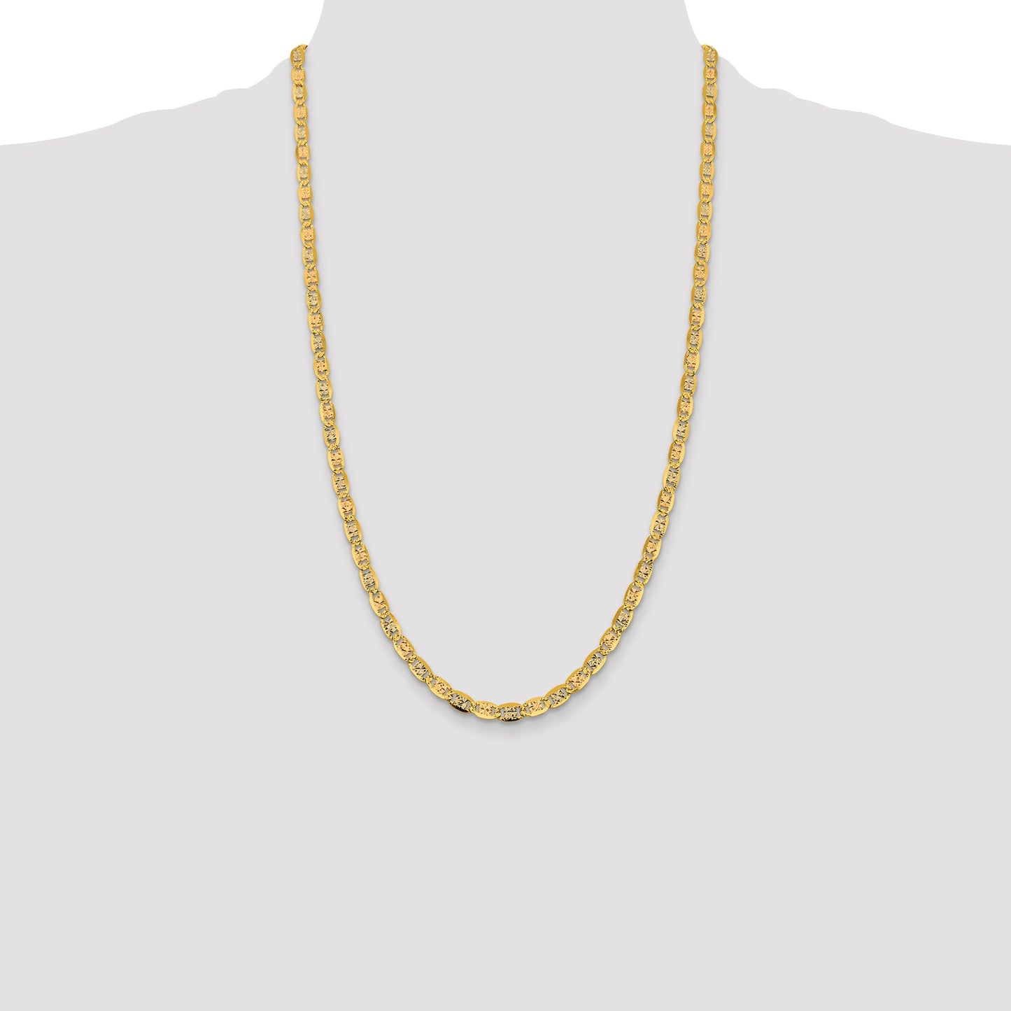 14K 26 inch 4.65mm Tri-color Pav� Valentino with Lobster Clasp Chain