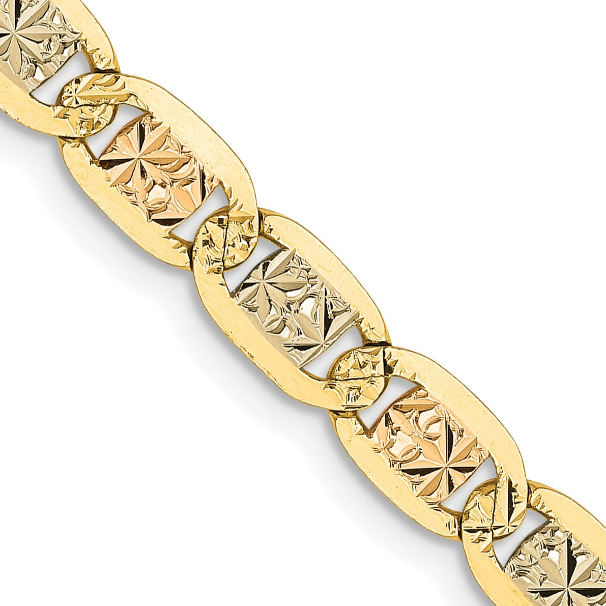 14K 24 inch 4.65mm Tri-color Pav� Valentino with Lobster Clasp Chain