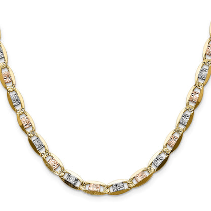 14k 6.1mm Tri-color Gold Pav� Valentino Chain