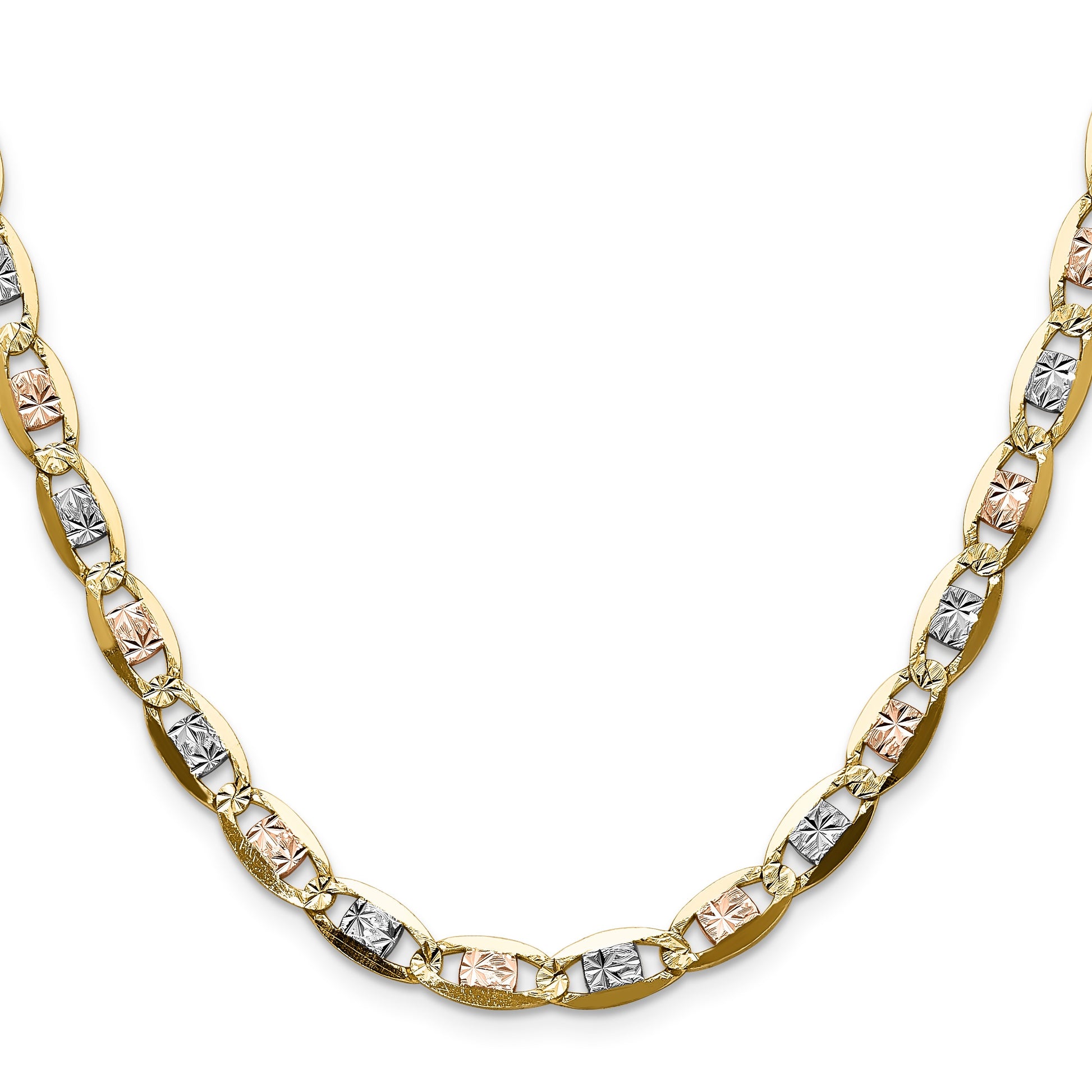 14k 6.1mm Tri-color Gold Pav� Valentino Chain
