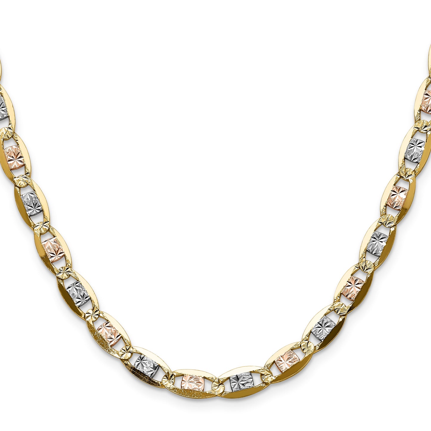 14k 6.1mm Tri-color Gold Pav� Valentino Chain