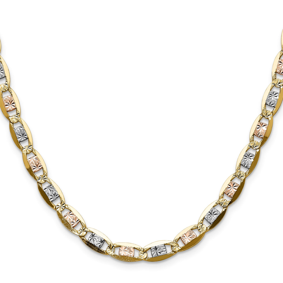 14k 6.1mm Tri-color Gold Pav� Valentino Chain