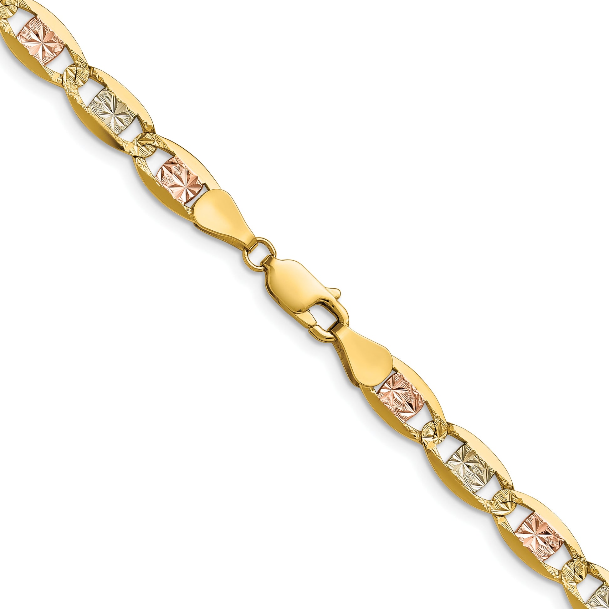 14k 6.1mm Tri-color Gold Pav� Valentino Chain