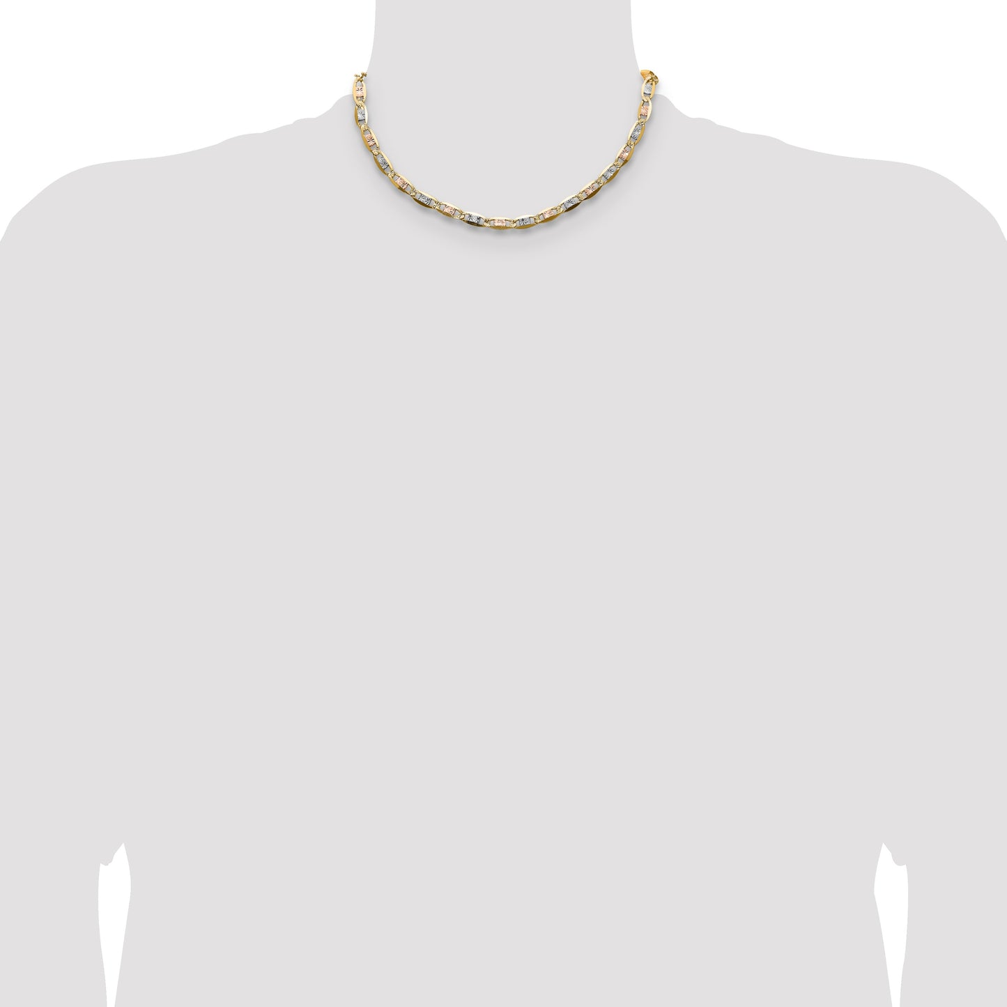 14k 6.1mm Tri-color Gold Pav� Valentino Chain