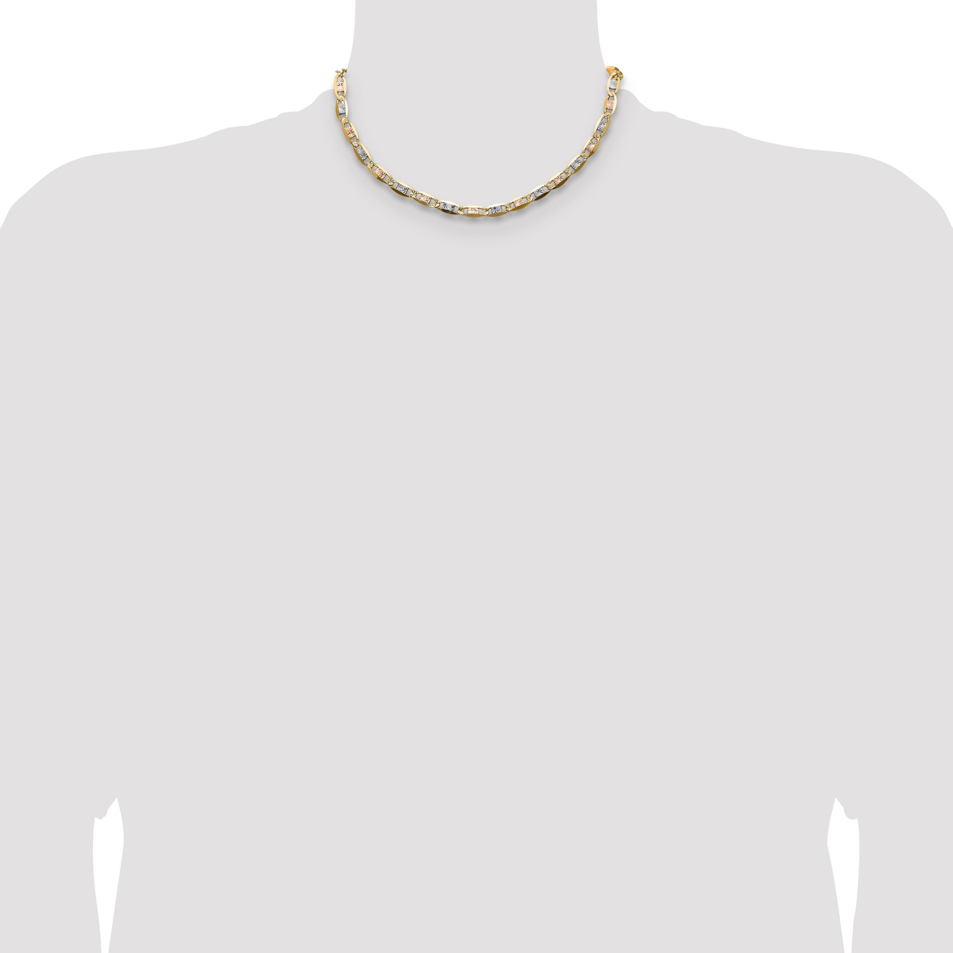 14k 6.1mm Tri-color Gold Pav� Valentino Chain